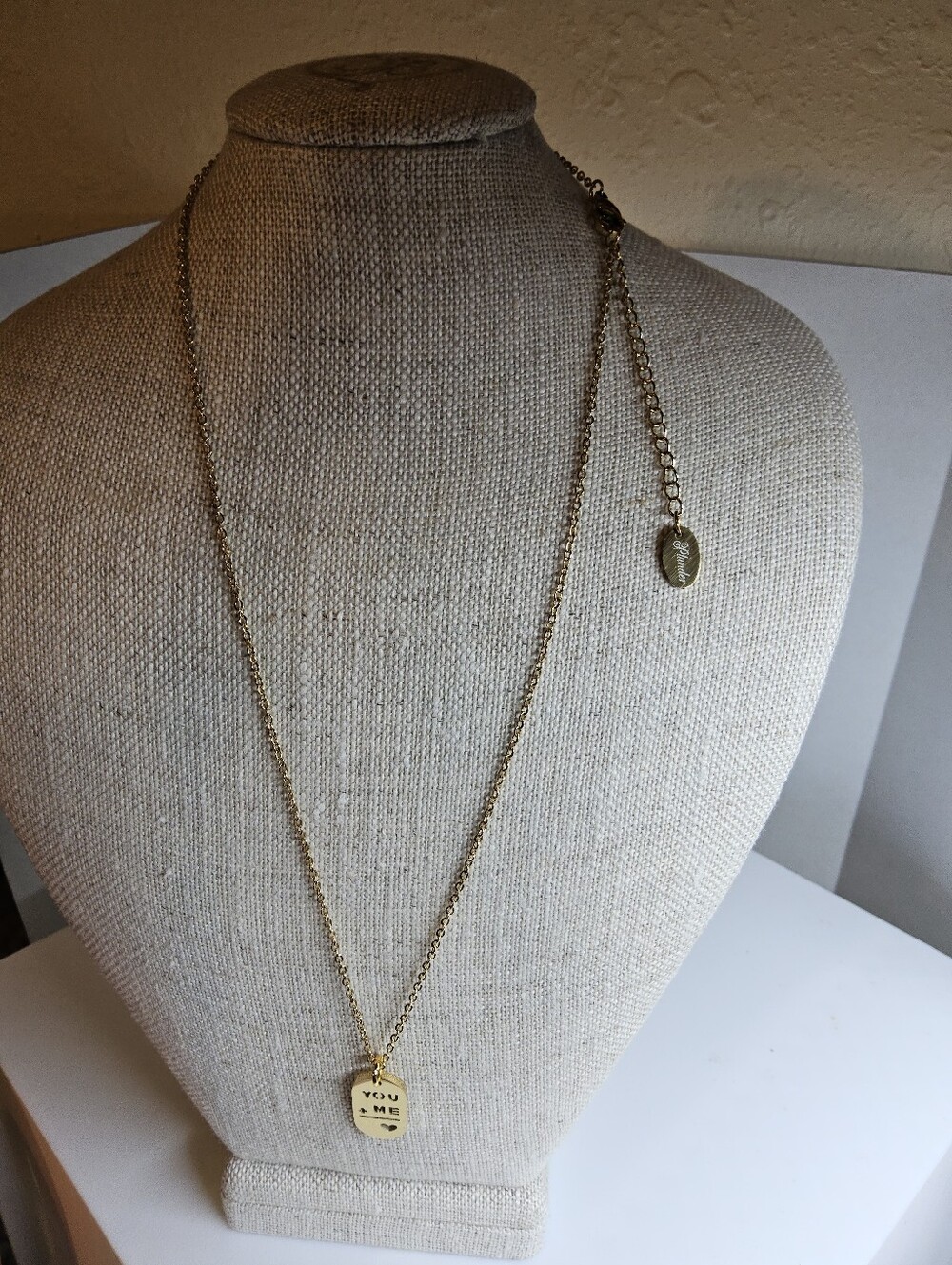 NWOT Plunder Fashion Jewelry Gold-Tone 'You + Me' Pendant Necklace - Picture 5 of 6